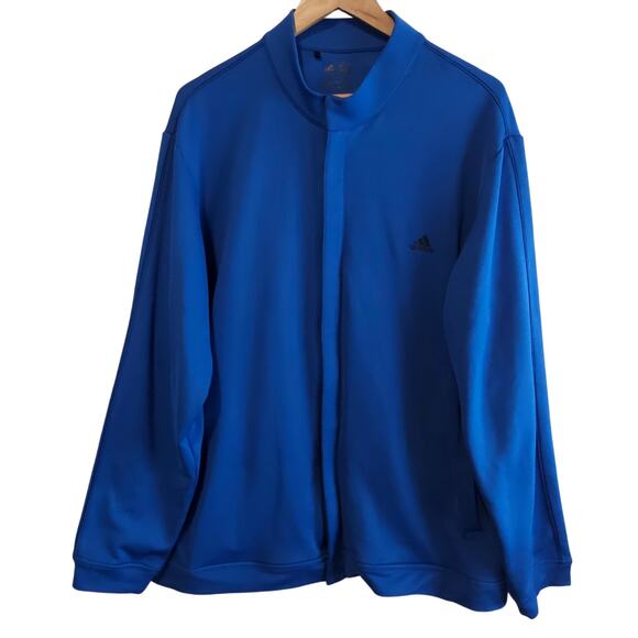 Adidas Golf Full Zip Jacket Men 2XL Blue Mock Neck Athleisure Sports Outdoors - Picture 1 of 11